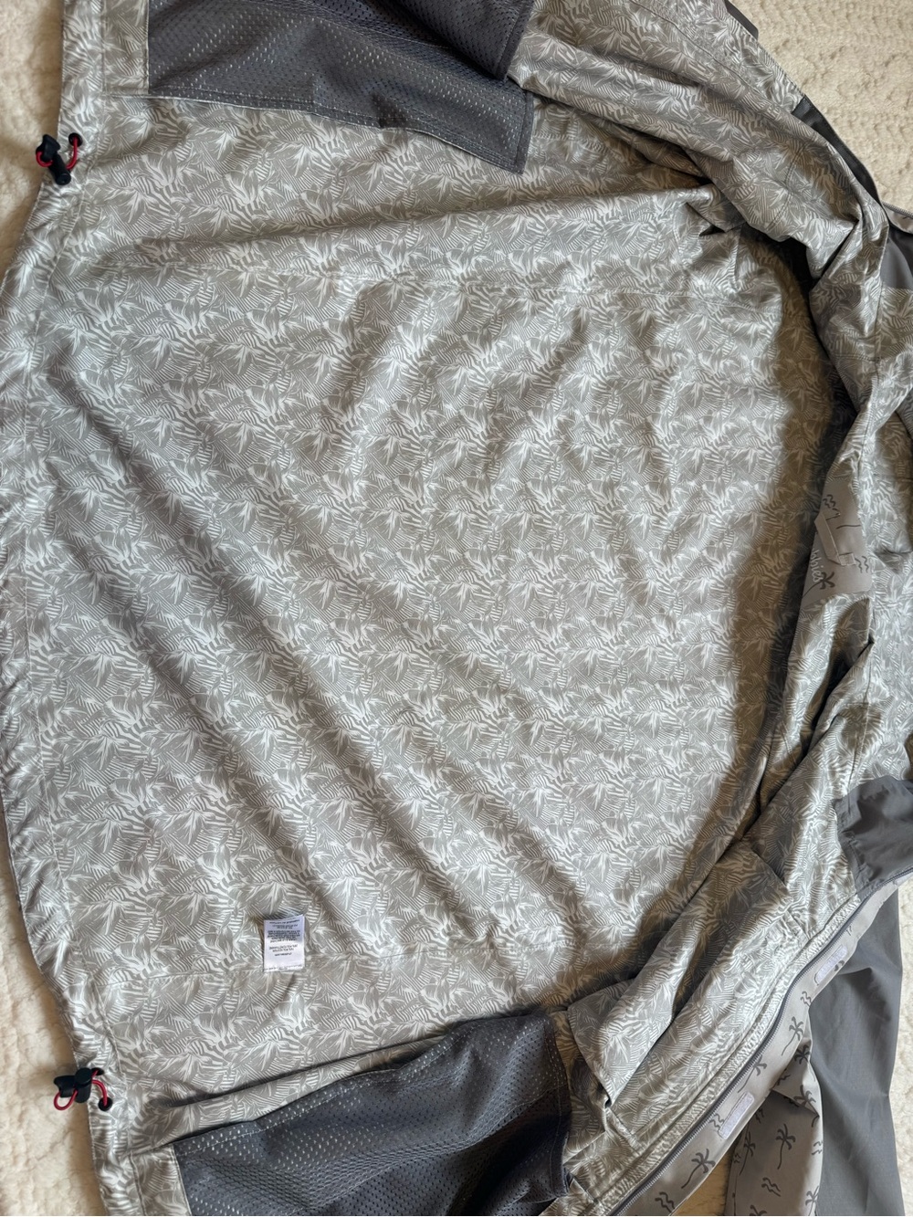 Chubbies palm tree print rain jacket Hooded Light Gray The Surf Signal Medium - Picture 7 of 12
